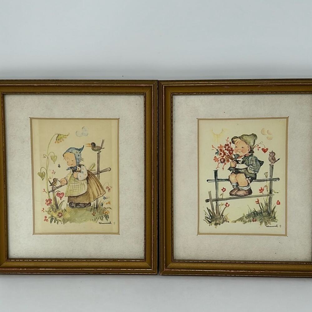 Vintage 1960's Hummel Pictures of Boy & Girl  Set of 2